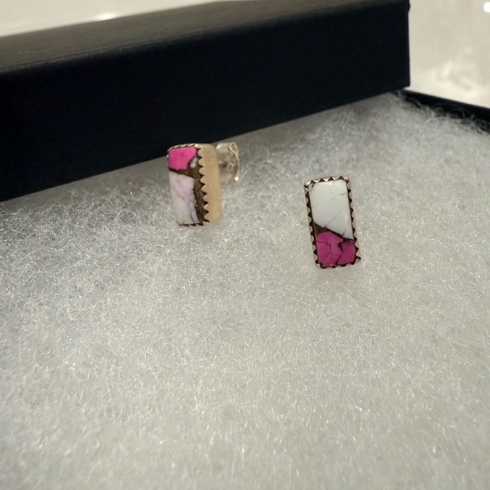 Nizhoni Traders Chic Sterling Silver and Cotton Candy Turquoise Earrings
